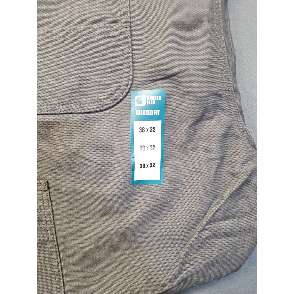 Carhartt Carpenter Pants Mens 38x32 Gray Canvas Rugged Flex Relaxed Fit Workwear - Picture 2 of 15